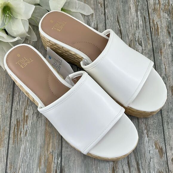 Women's Dressy Raffia Platform Slide Sandals Shies Size 8 - Picture 2 of 12